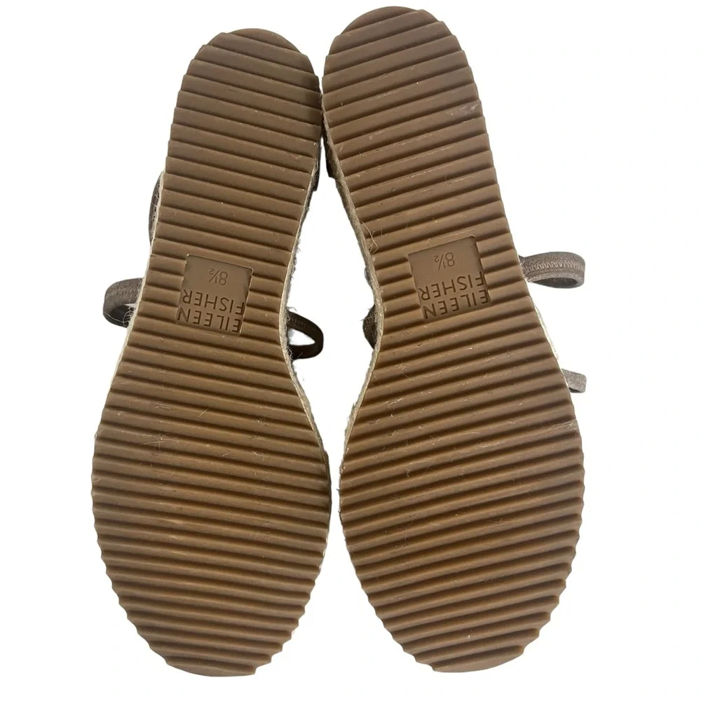 Eileen Fisher‎ Wanda Metallic Leather Wedge Espadrilles Sandals Women Size 8.5